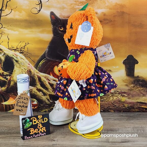 Build A Bear Pumpkin Glow Plush Jack O'Lantern Halloween 2023 Dress Clothes GIRL - Picture 5 of 16